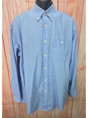 Orvis Mens Blue Check Button-Down Shirt Medium